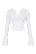 Cari - Modieuze Vrouwen Blouse met Vetersluiting en Uitlopende Manchetten