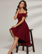 Aurora Jurk - Dames Off-Shoulder High-Low Avondkleding