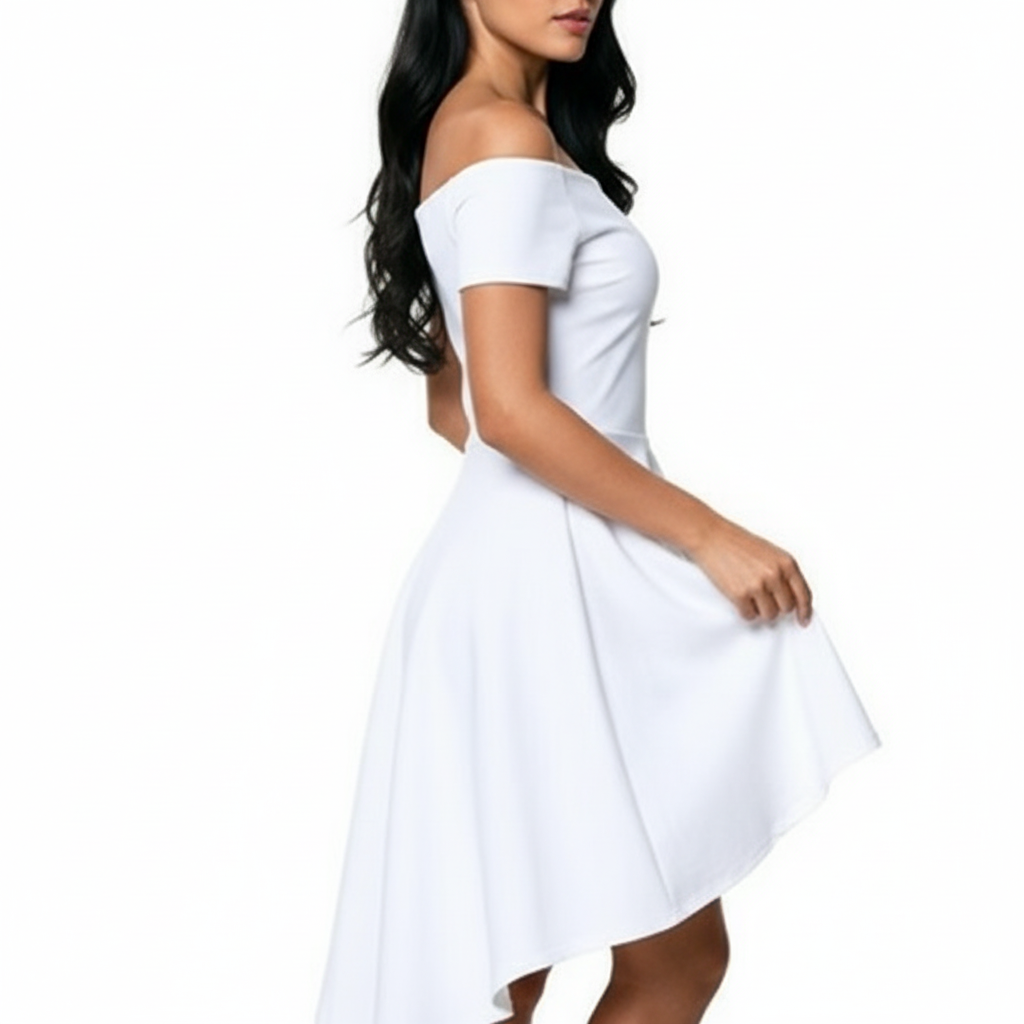 Aurora Jurk - Dames Off-Shoulder High-Low Avondkleding