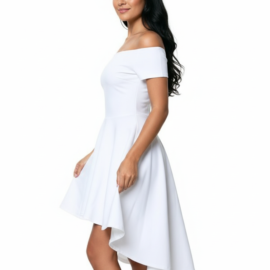 Aurora Jurk - Dames Off-Shoulder High-Low Avondkleding