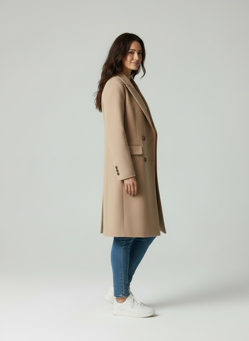 Elegante Wolblend Jas - Voor de Moderne Vrouw met Notched Revers
