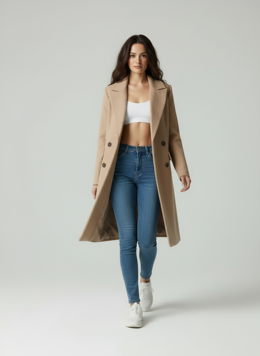 Elegante Wolblend Jas - Voor de Moderne Vrouw met Notched Revers