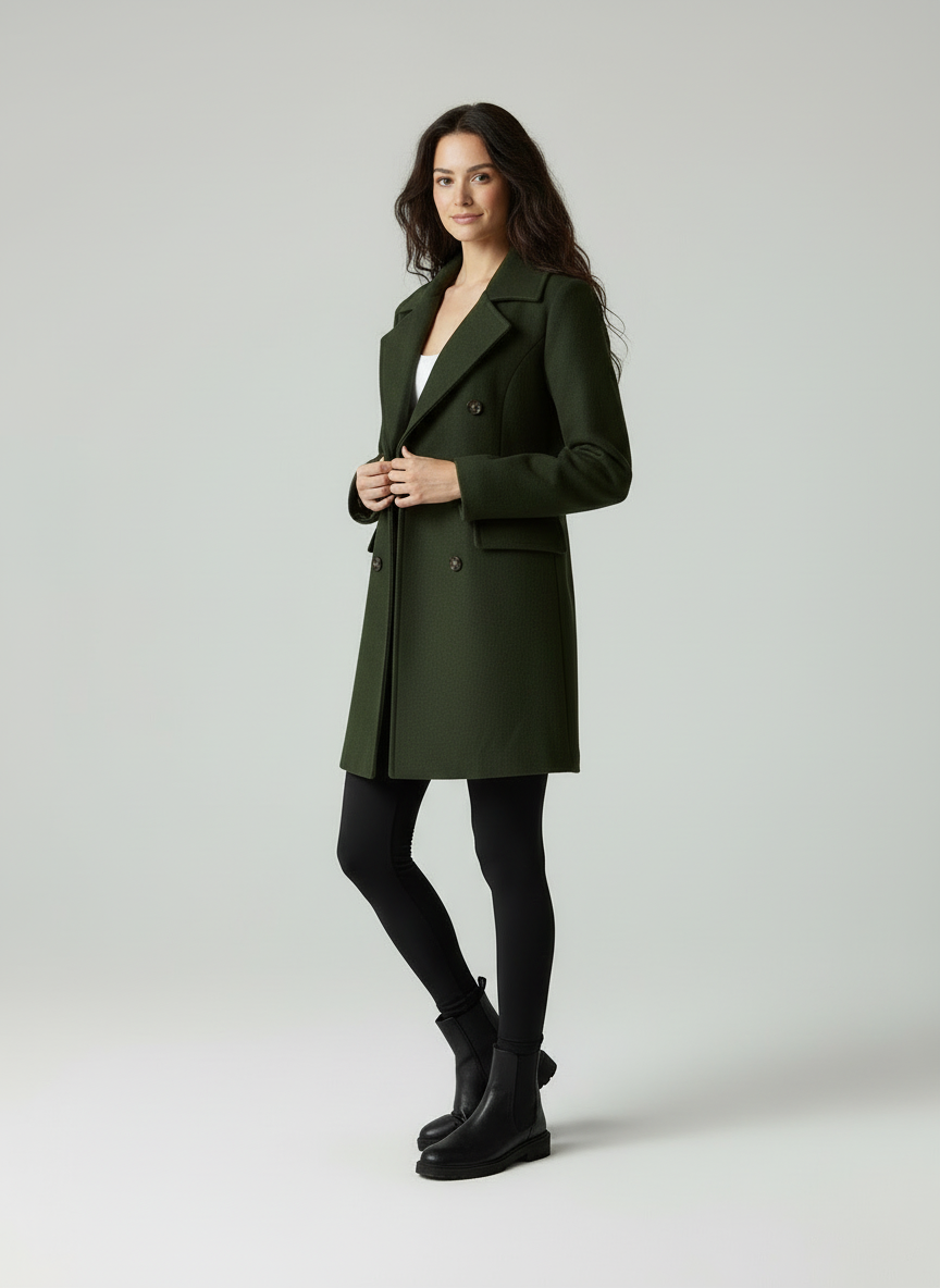 Elegante Wolblend Jas - Voor de Moderne Vrouw met Notched Revers
