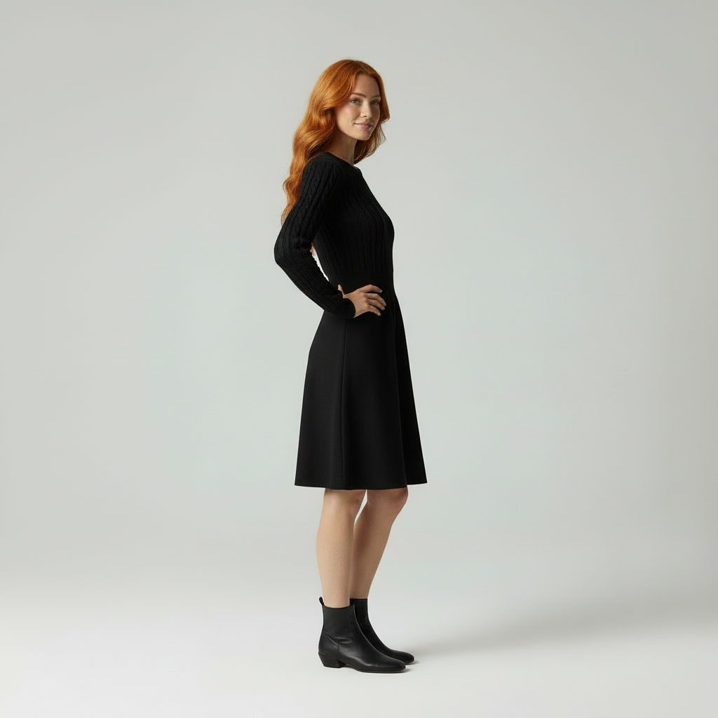 Gebreide Jurk / Kabelpatroon / Elegante Vrouw / Winter