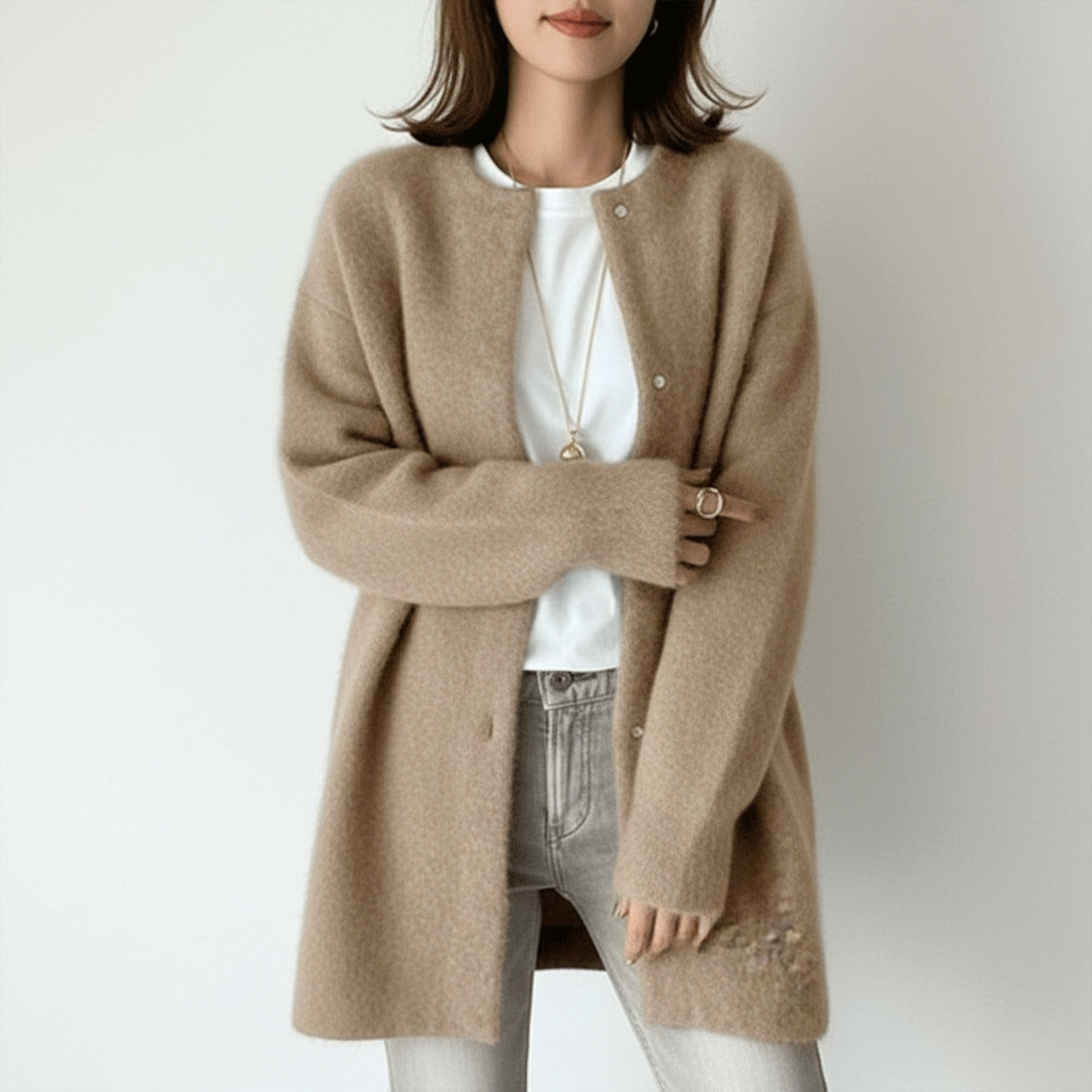 Kiesha - Dames Geborstelde Fuzzy Knit Cardigan