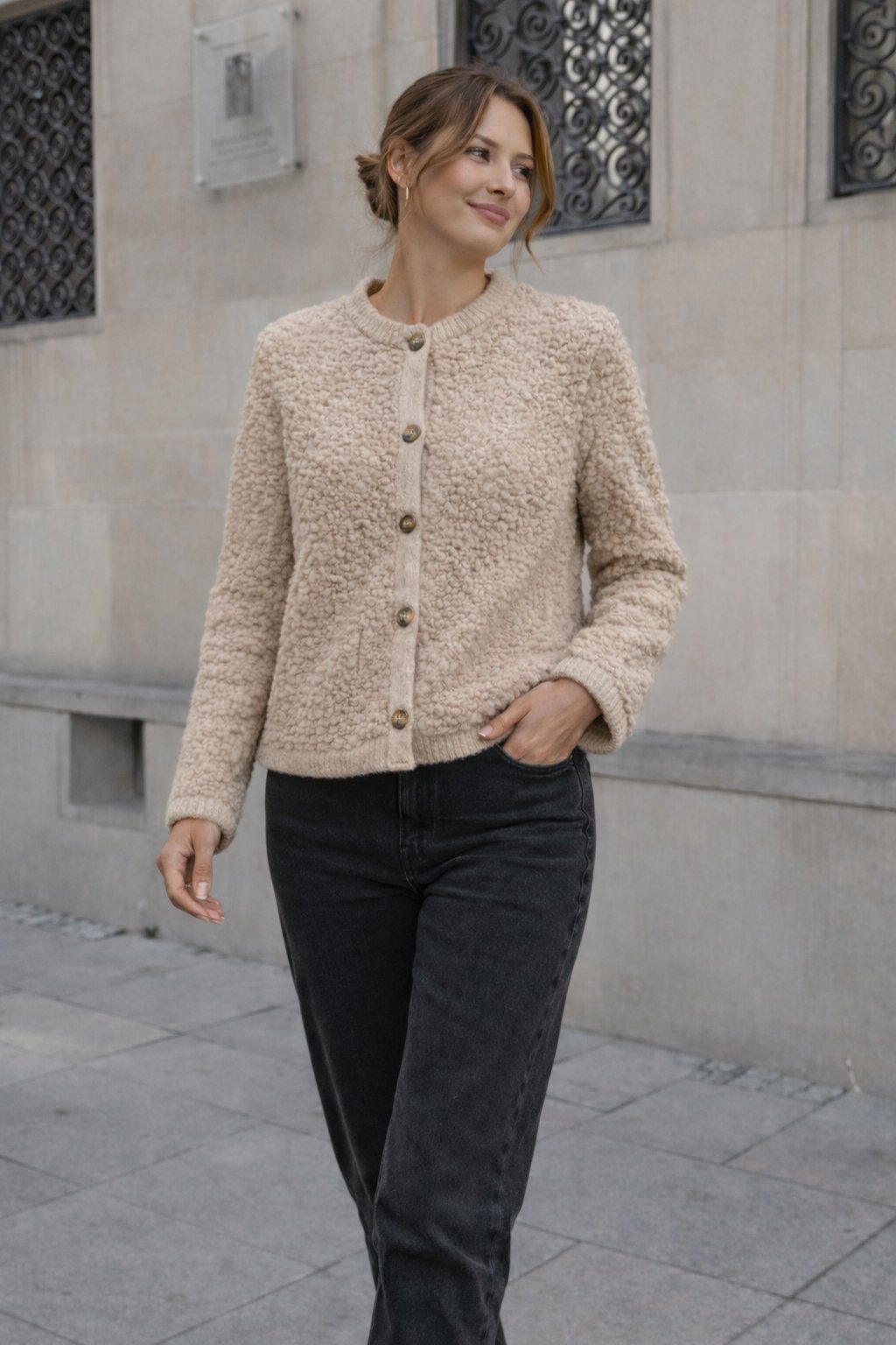 Leslye - Dames Teddy Textuur Cardigan