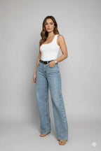 Kati - Dames Jeans met Witte Verfspat Details
