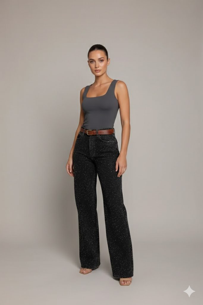 Kati - Dames Jeans met Witte Verfspat Details
