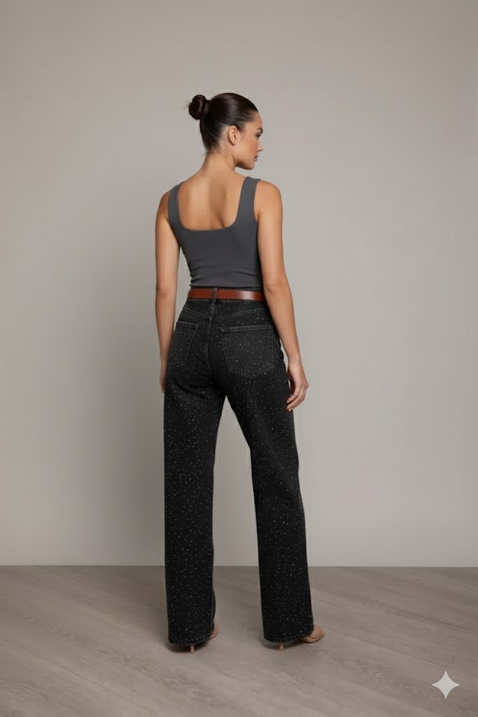 Kati - Dames Jeans met Witte Verfspat Details