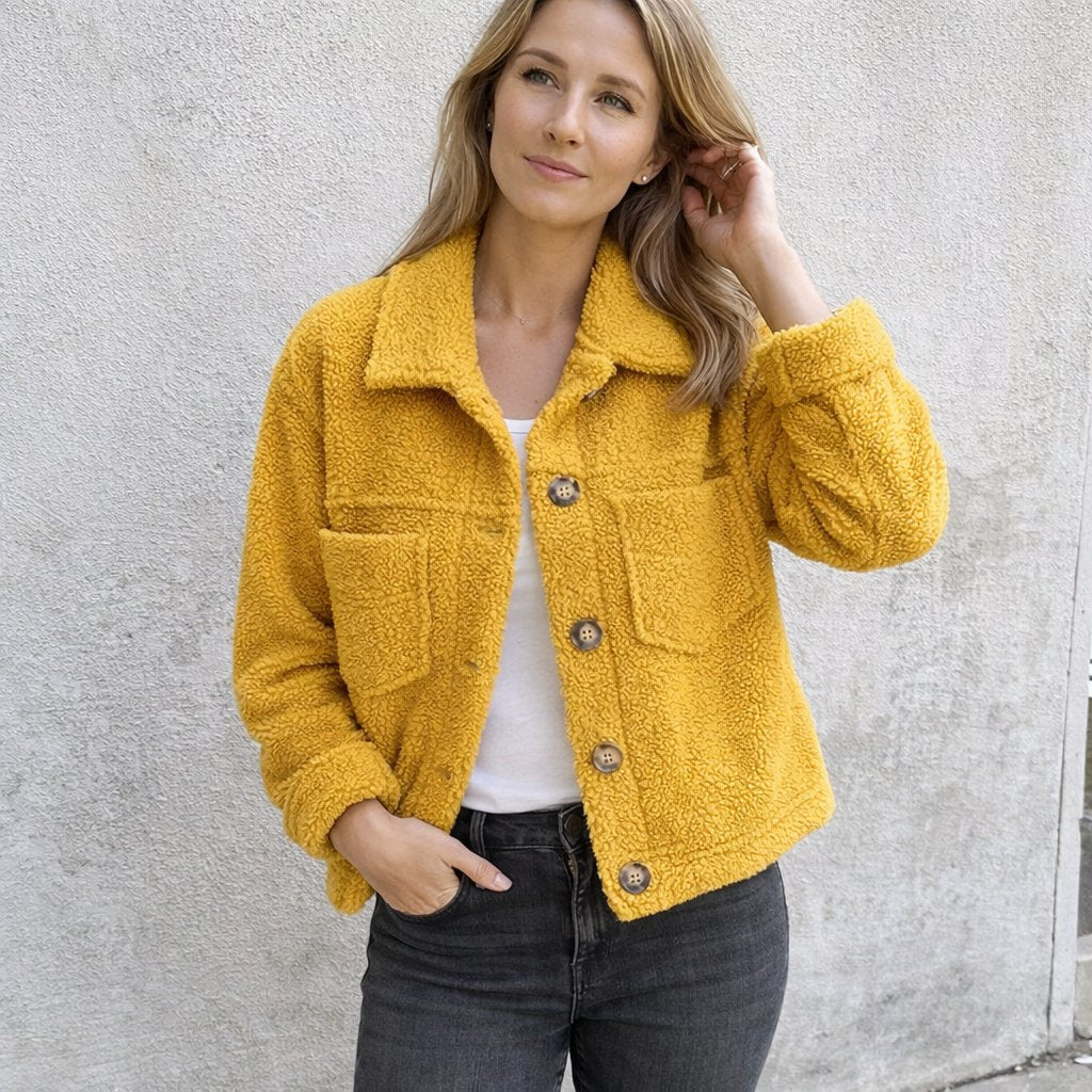 Rian - Vrouwen Teddy stoftextuur Jas