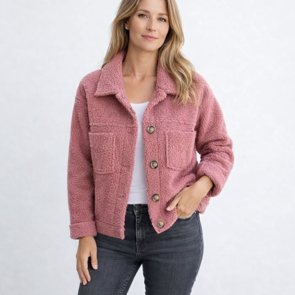 Rian - Vrouwen Teddy stoftextuur Jas