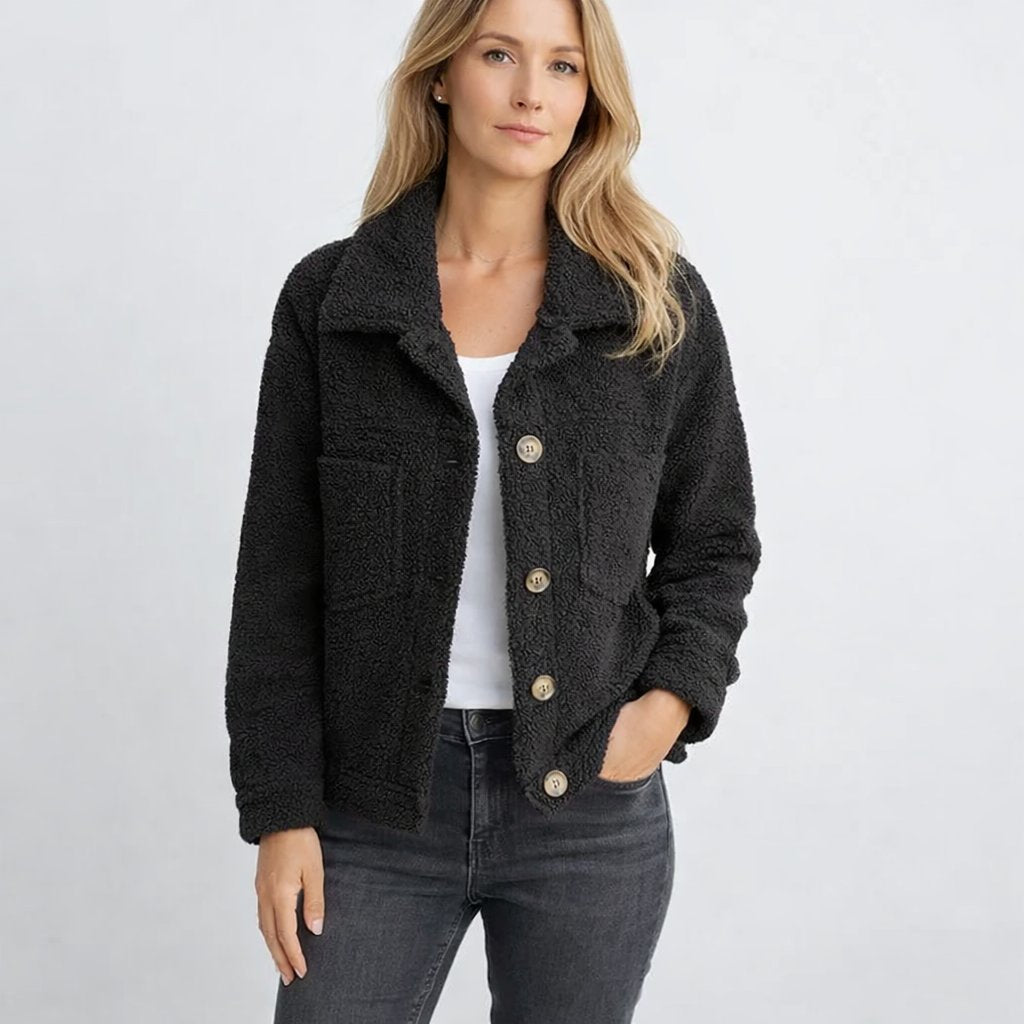 Rian - Vrouwen Teddy stoftextuur Jas