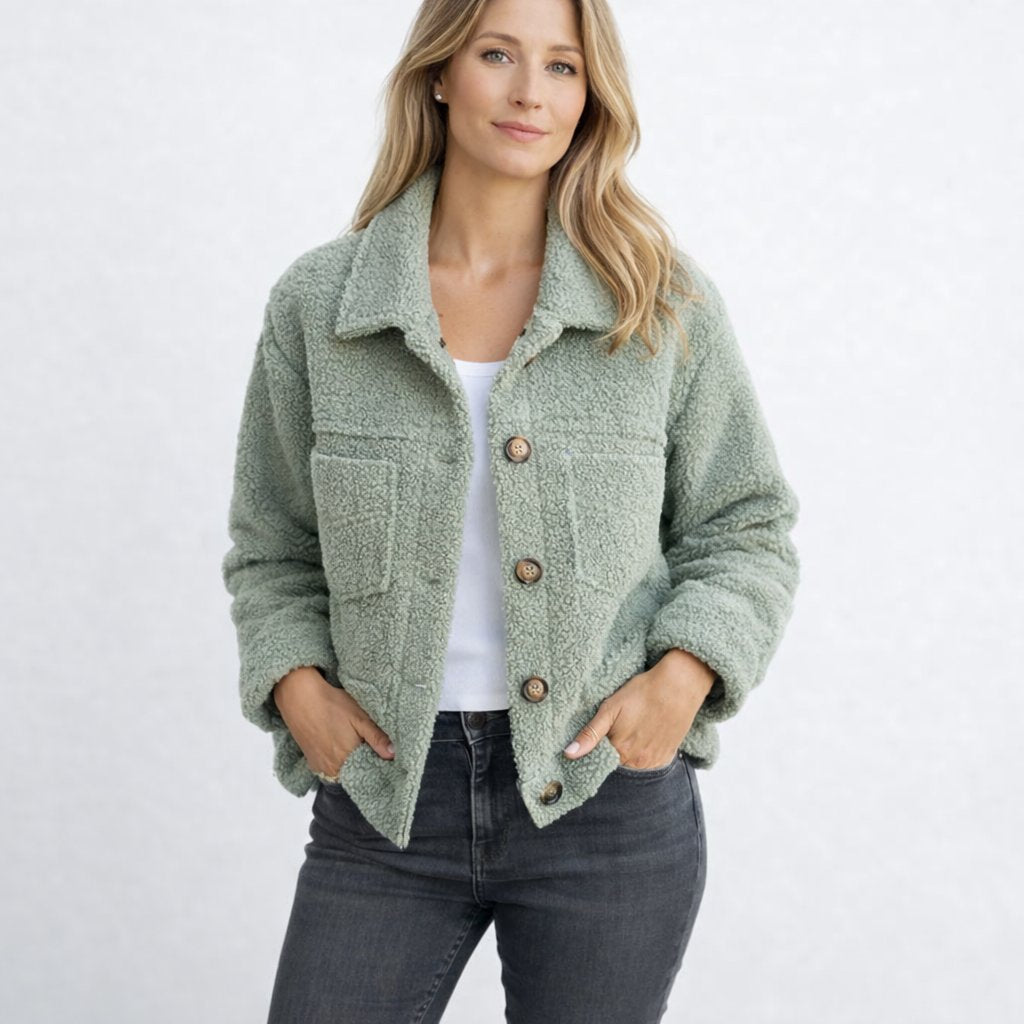 Rian - Vrouwen Teddy stoftextuur Jas