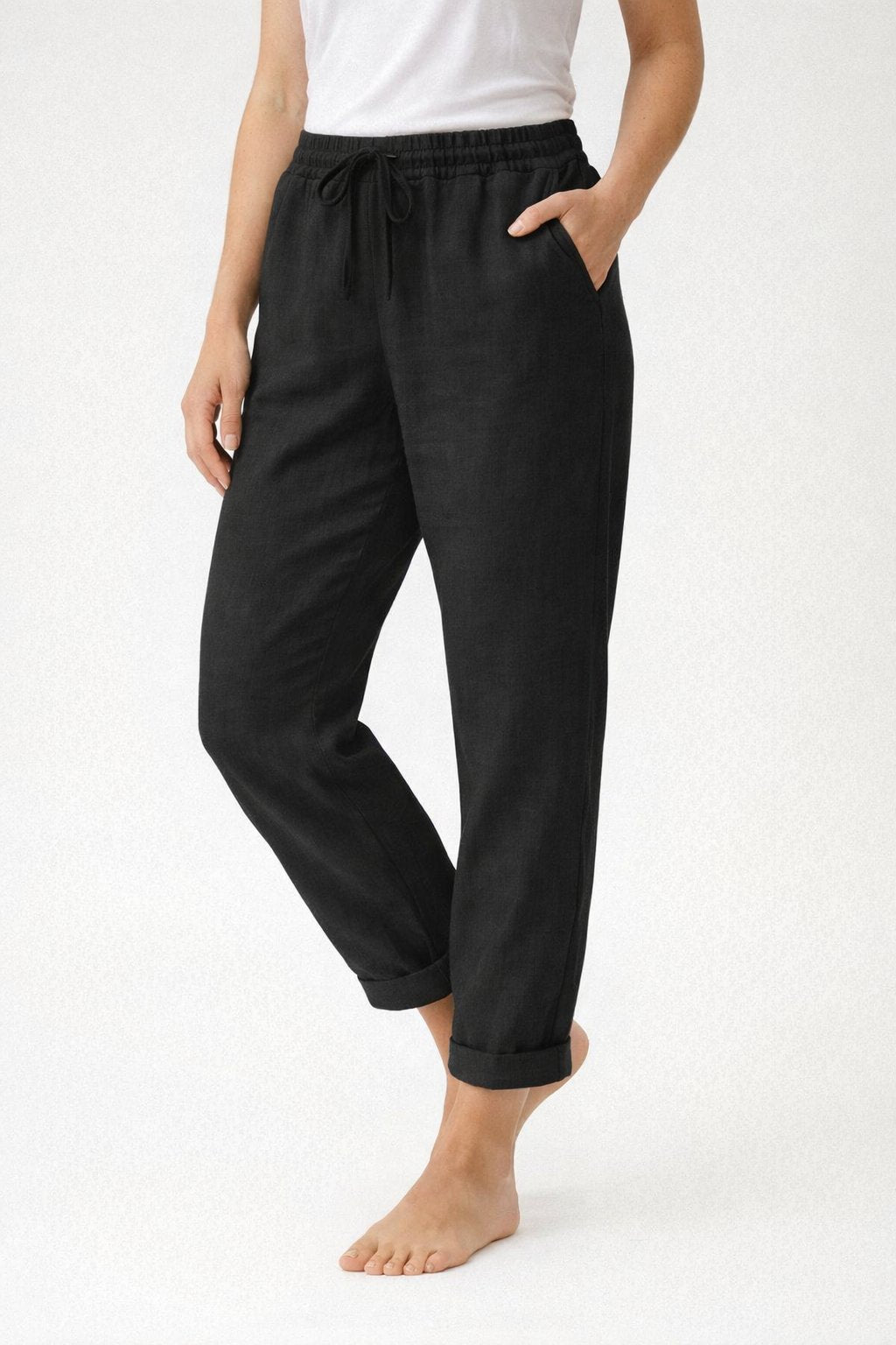 Vanna - Vrouwen Broek met Trekkoord Taille en Omslagen Enkels