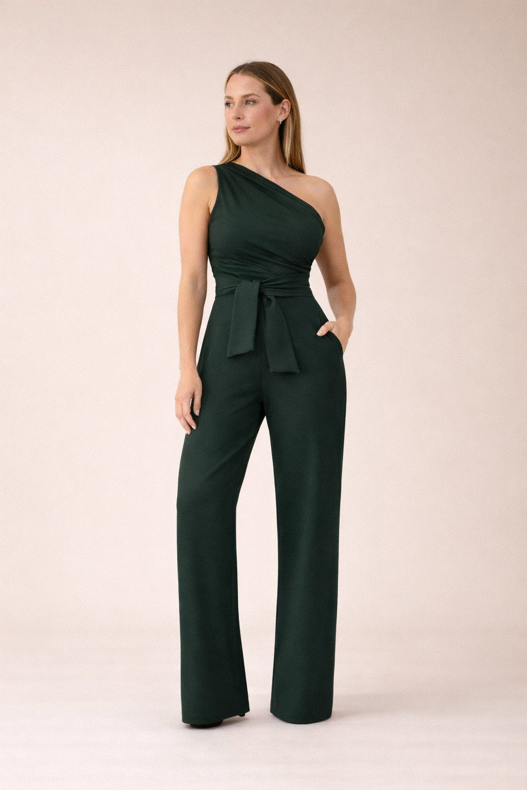 Cali - Dames Jumpsuit met Eén Schouder en Strikceintuur