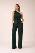 Cali - Dames Jumpsuit met Eén Schouder en Strikceintuur