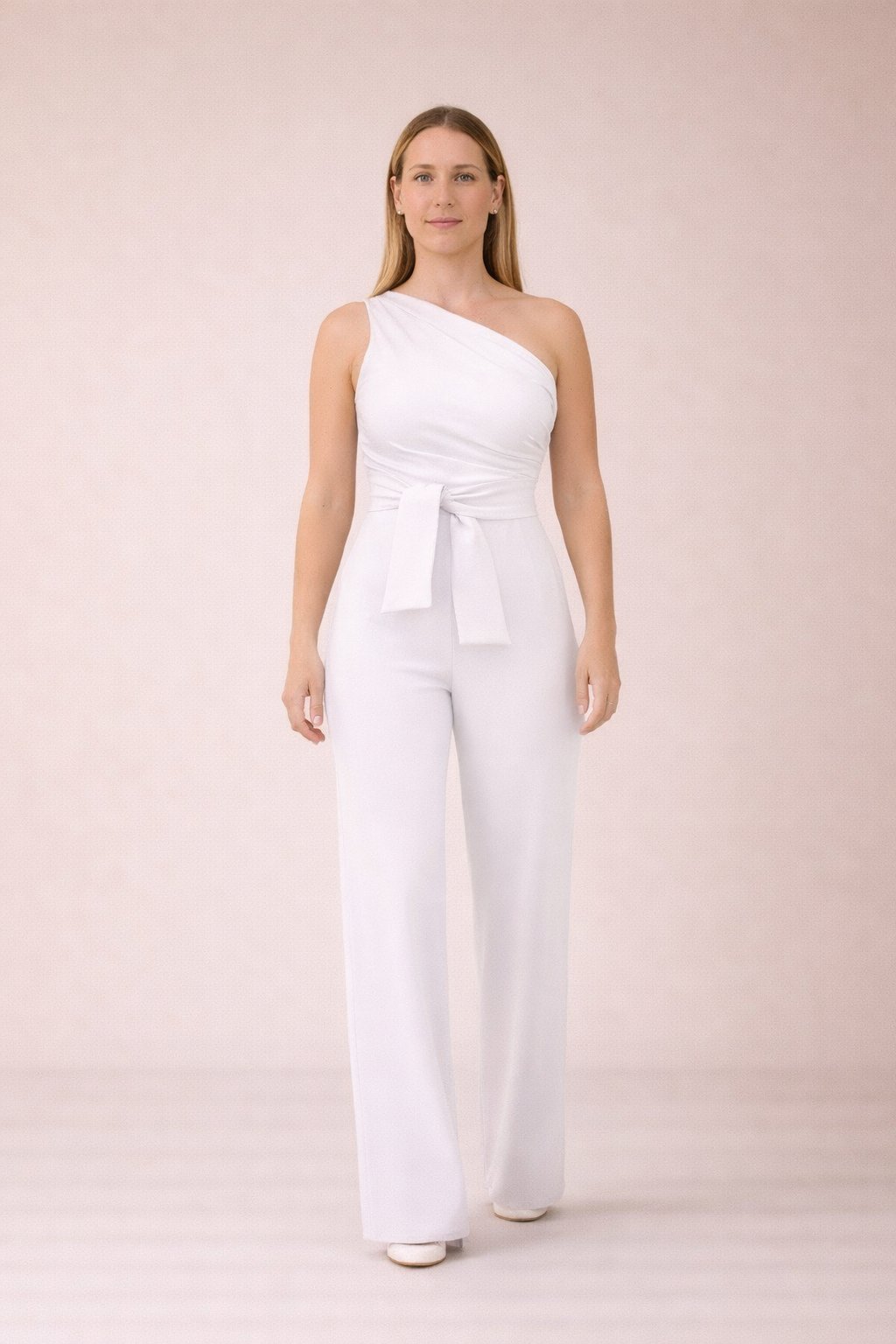 Cali - Dames Jumpsuit met Eén Schouder en Strikceintuur