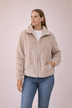 Stella - Dames Fuzzy textuur en oversized kraag Jas