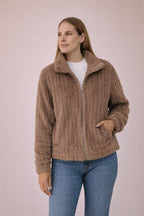 Stella - Dames Fuzzy textuur en oversized kraag Jas