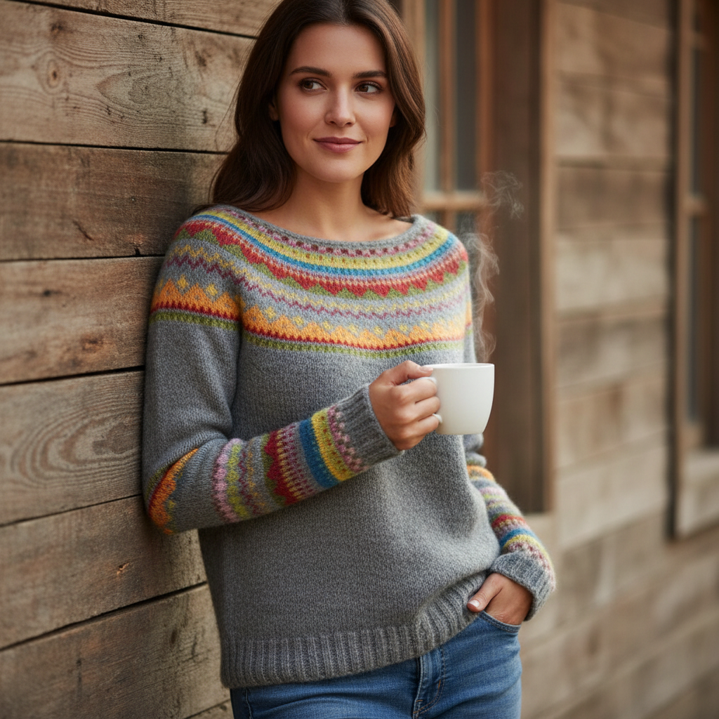 Cailyn - Dames Trui met Fair Isle-geïnspireerd Geometrisch Patroon