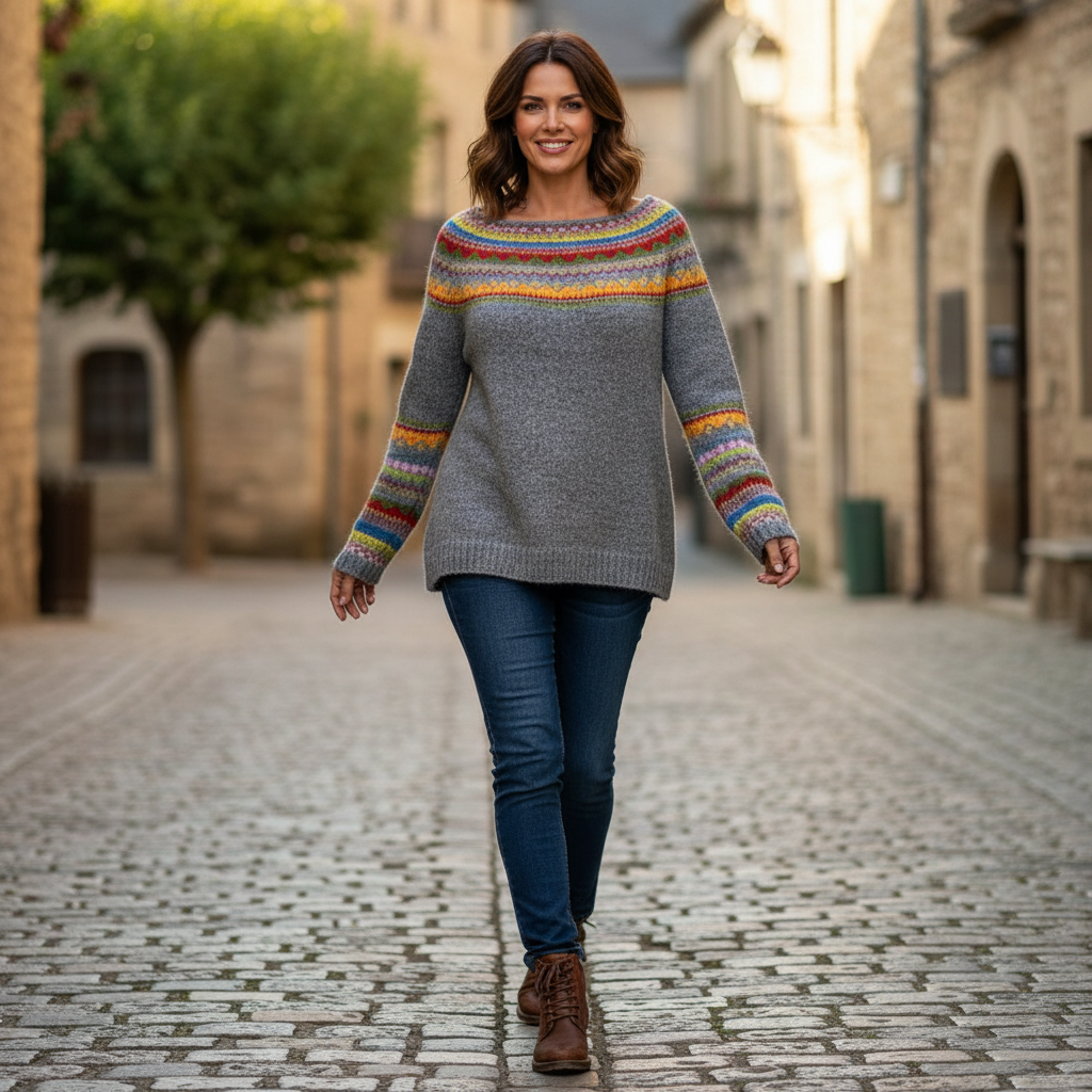 Cailyn - Dames Trui met Fair Isle-geïnspireerd Geometrisch Patroon