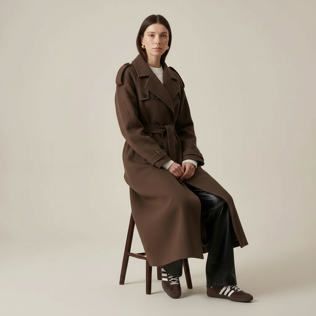 Irma - Dames Double-breasted design met ceintuur Trench Coat