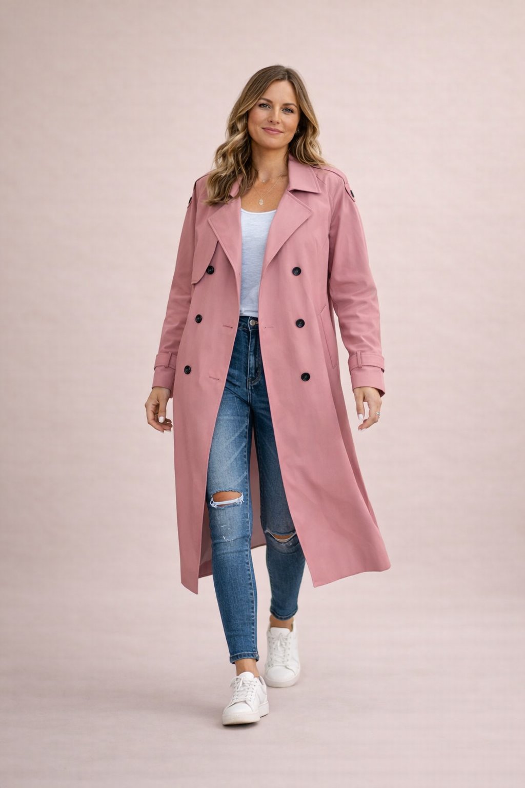 Ione - Dames Dubbelrijige Sluiting met Ceintuur Trenchcoat