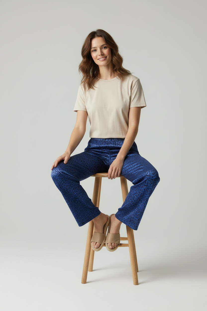 Rayleigh - Vrouwen Harige Gebreide Trui en Wijde Broek Outfit