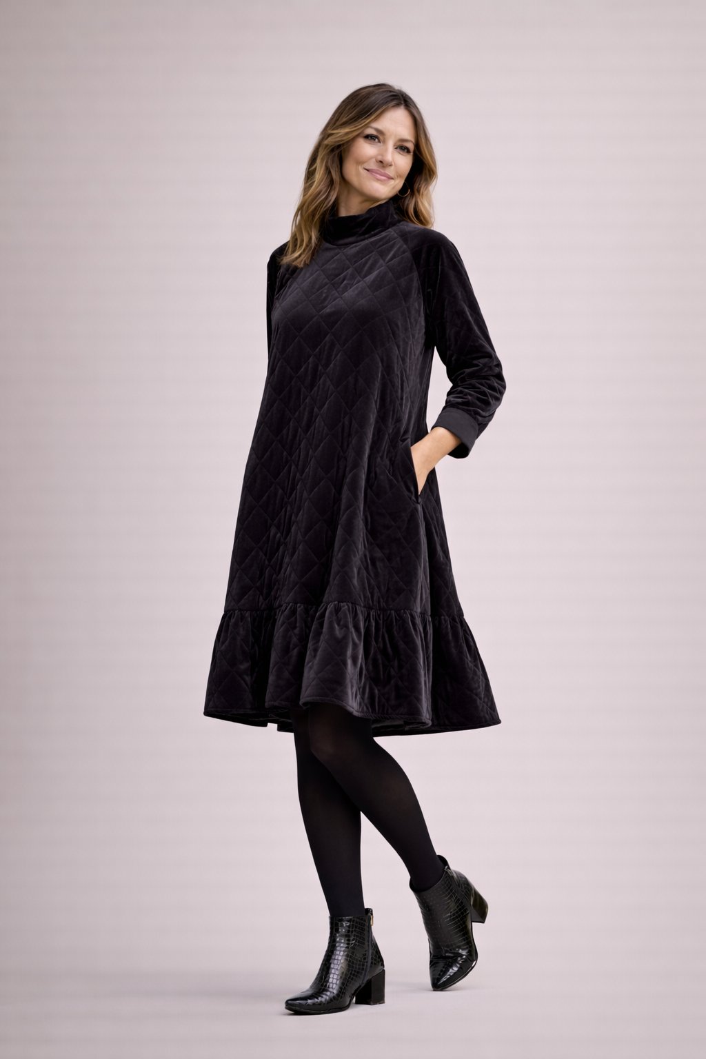 Lera - Dames Jurk met Diamant Quilt en Ruches