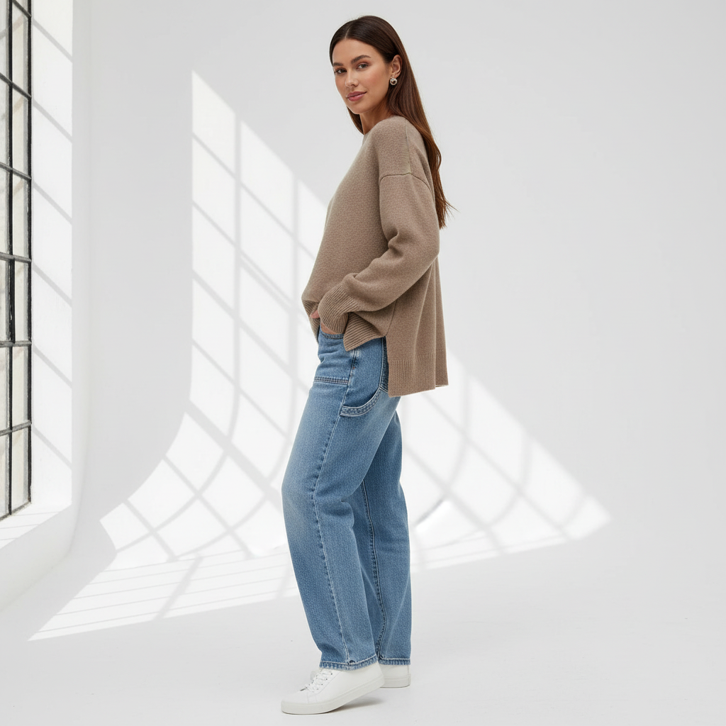 Ainhoa - Dames Relaxed, oversized fit met geribbelde manchetten en zoom Sweater