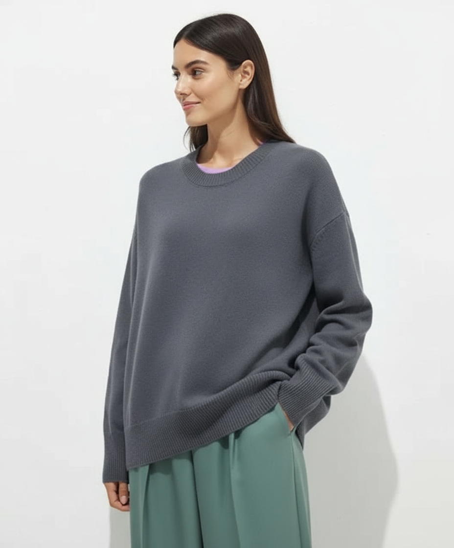 Ainhoa - Dames Relaxed, oversized fit met geribbelde manchetten en zoom Sweater
