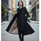 Meghan - Dames Trenchcoat met Dubbele Rij Knopen en Geruite Voering