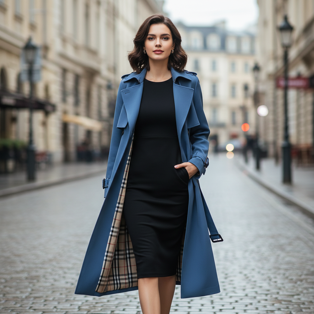 Meghan - Dames Trenchcoat met Dubbele Rij Knopen en Geruite Voering