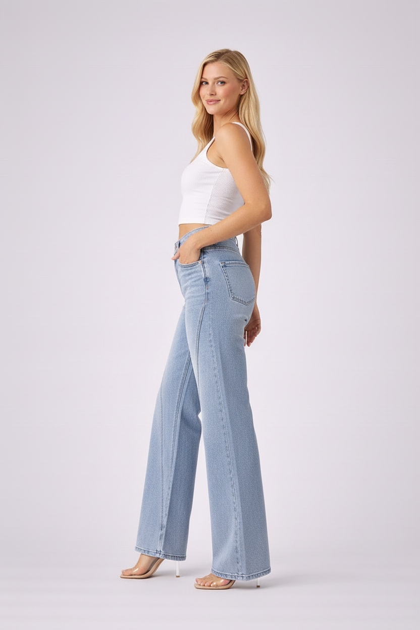Marlyn - Dames High-Waist Flare Jeans met Naaddetail