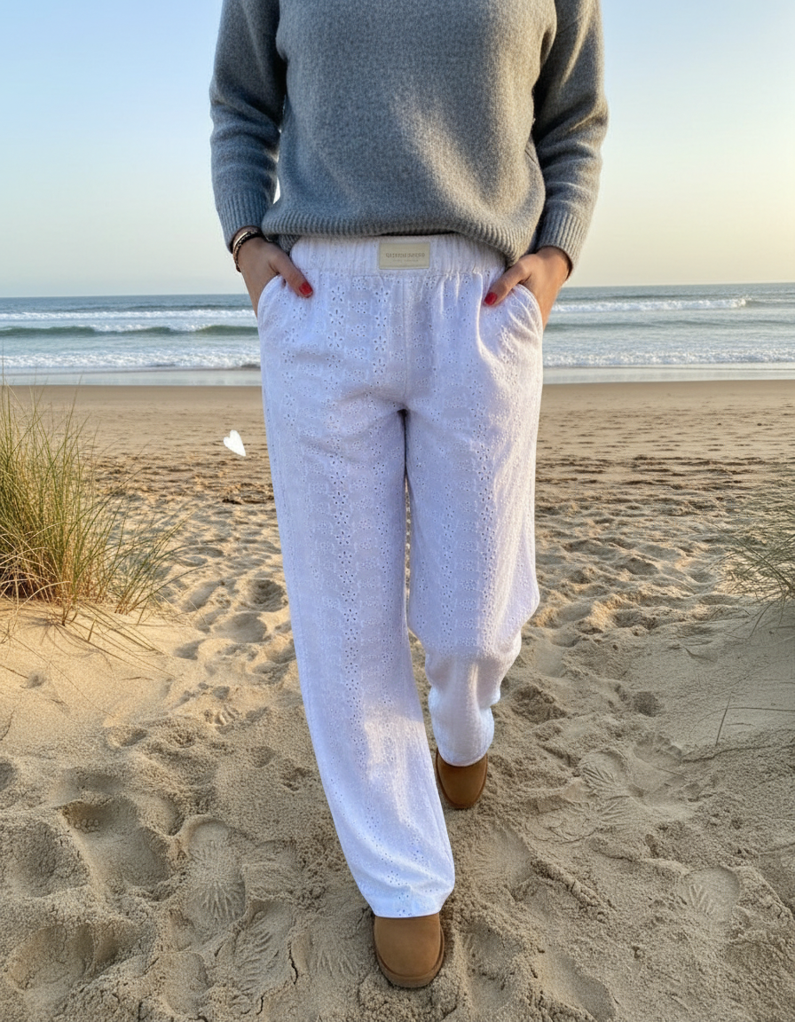 Elois - Dames Elastische Taille Pinstripe Lounge Broek