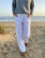 Elois - Dames Elastische Taille Pinstripe Lounge Broek