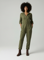 Oliva - Vrouwen Jumpsuit met Knoopsluiting en Borstzakken