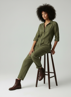 Oliva - Vrouwen Jumpsuit met Knoopsluiting en Borstzakken