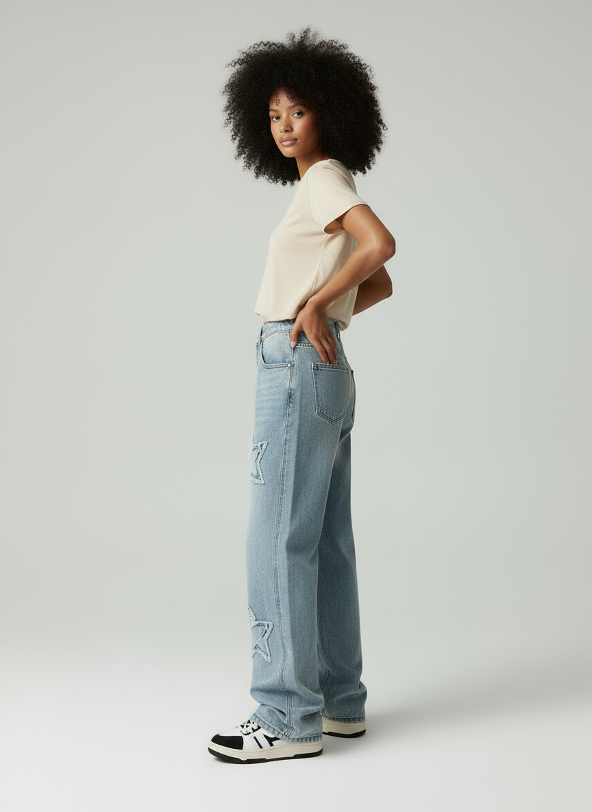 Zella - Dames Sterrenuitsparingen Baggy Jeans