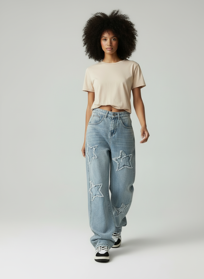 Zella - Dames Sterrenuitsparingen Baggy Jeans