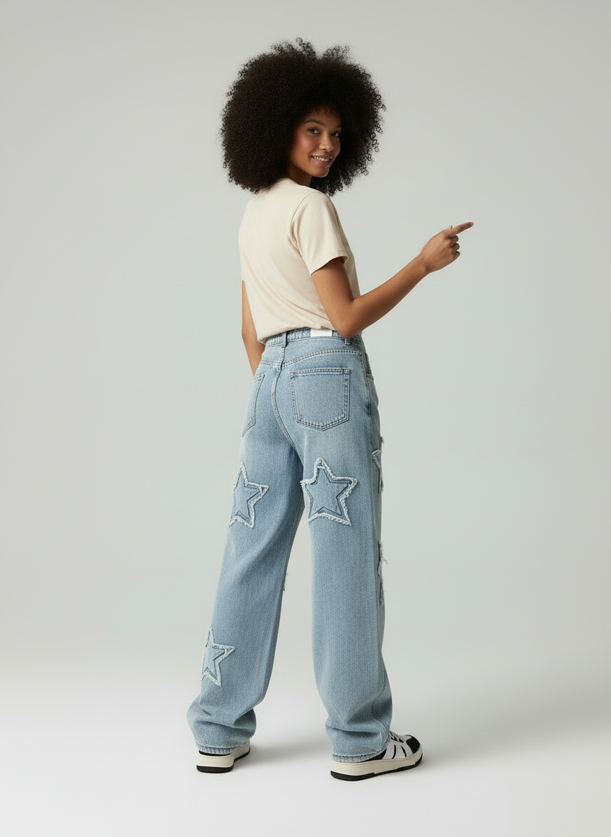 Zella - Dames Sterrenuitsparingen Baggy Jeans