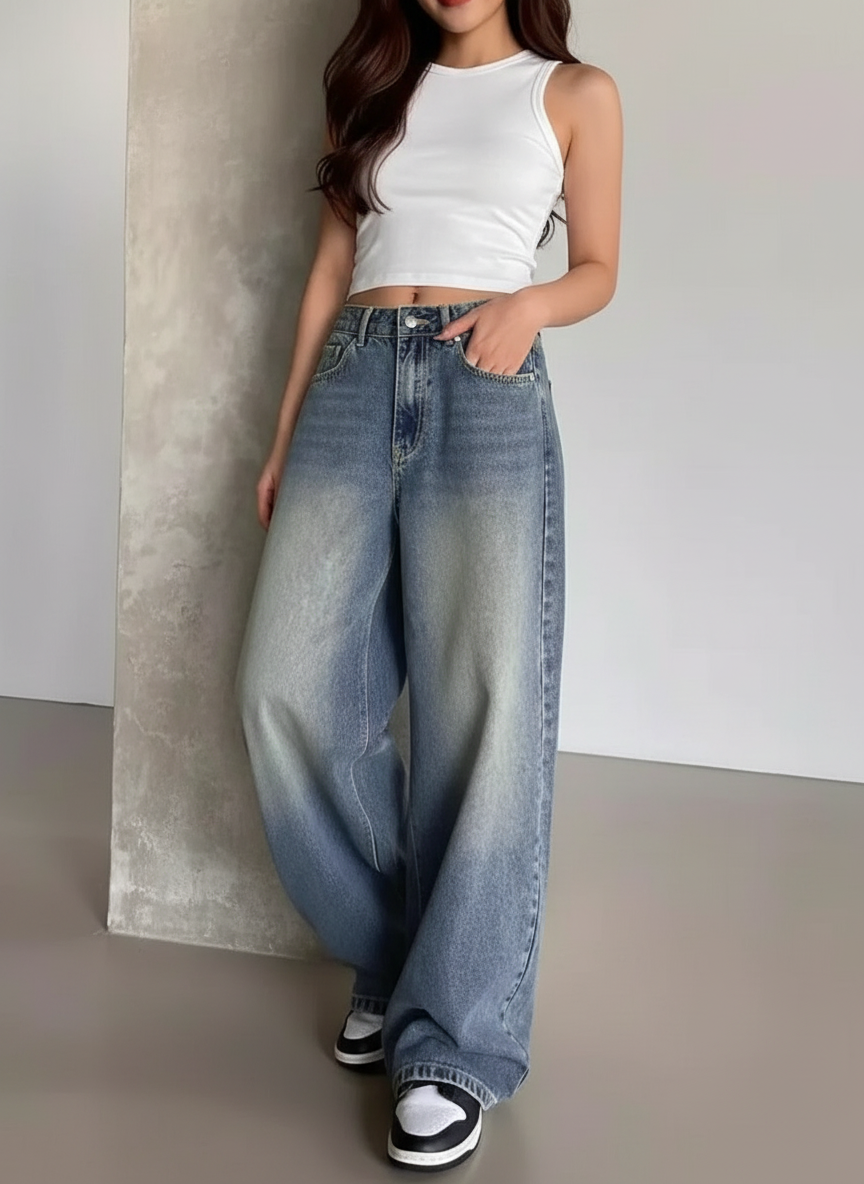 Dania - Dames Wijde Pijpen Jeans