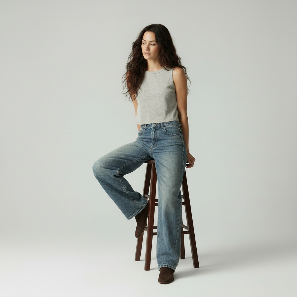 Allissa - Dames Wijde Pijpen Jeans