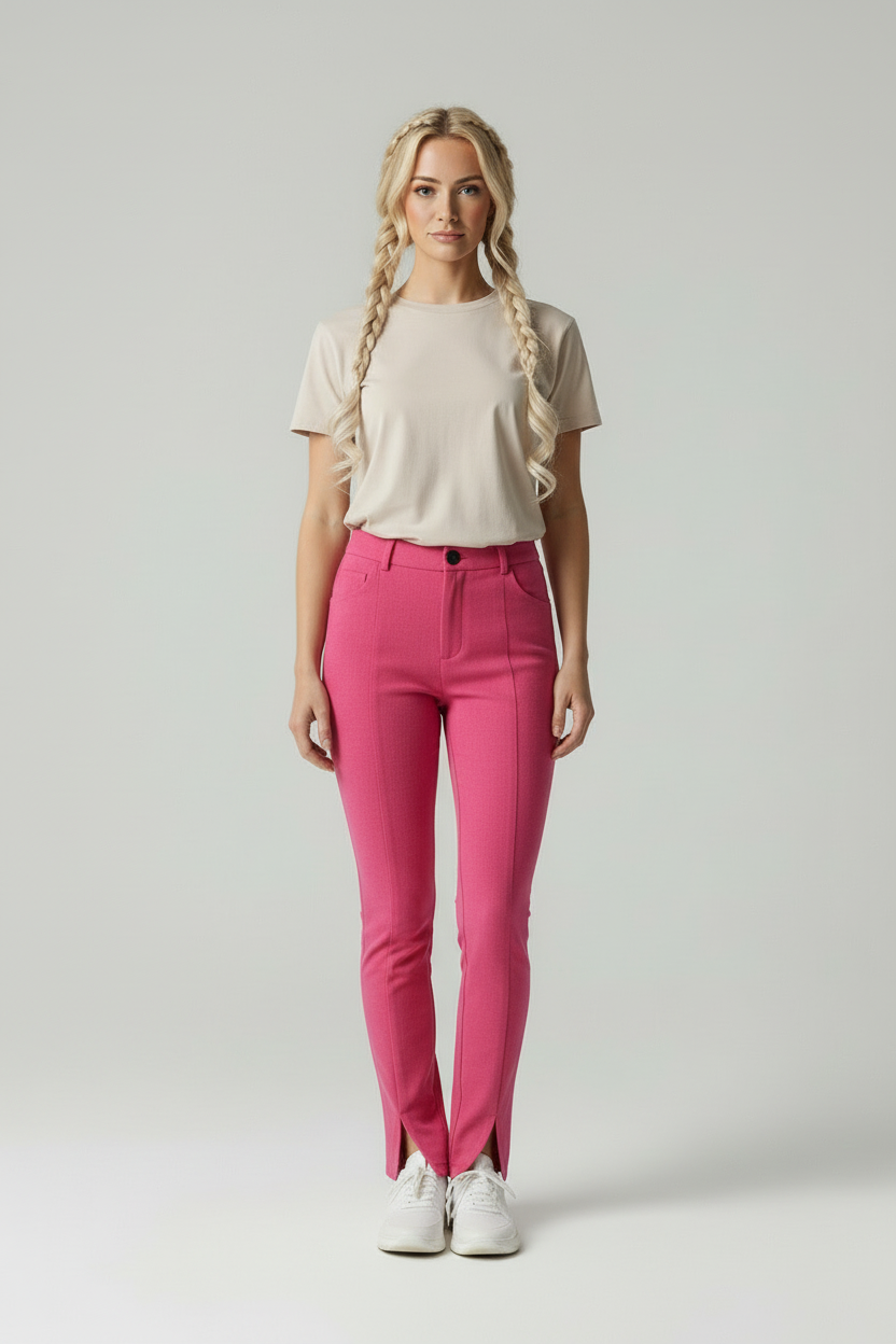 Marta - Vrouwen Wijdvallend Silhouet met Zijsplitten Broek