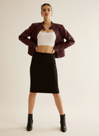 Rori - Vrouwen Cropped faux leren design met opstaande kraag Jas
