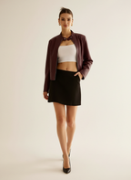 Rori - Vrouwen Cropped faux leren design met opstaande kraag Jas