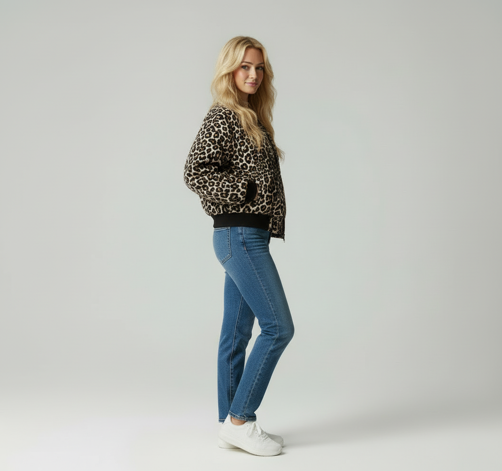 Ophelia - Dames Luipaardprint Bomberjack