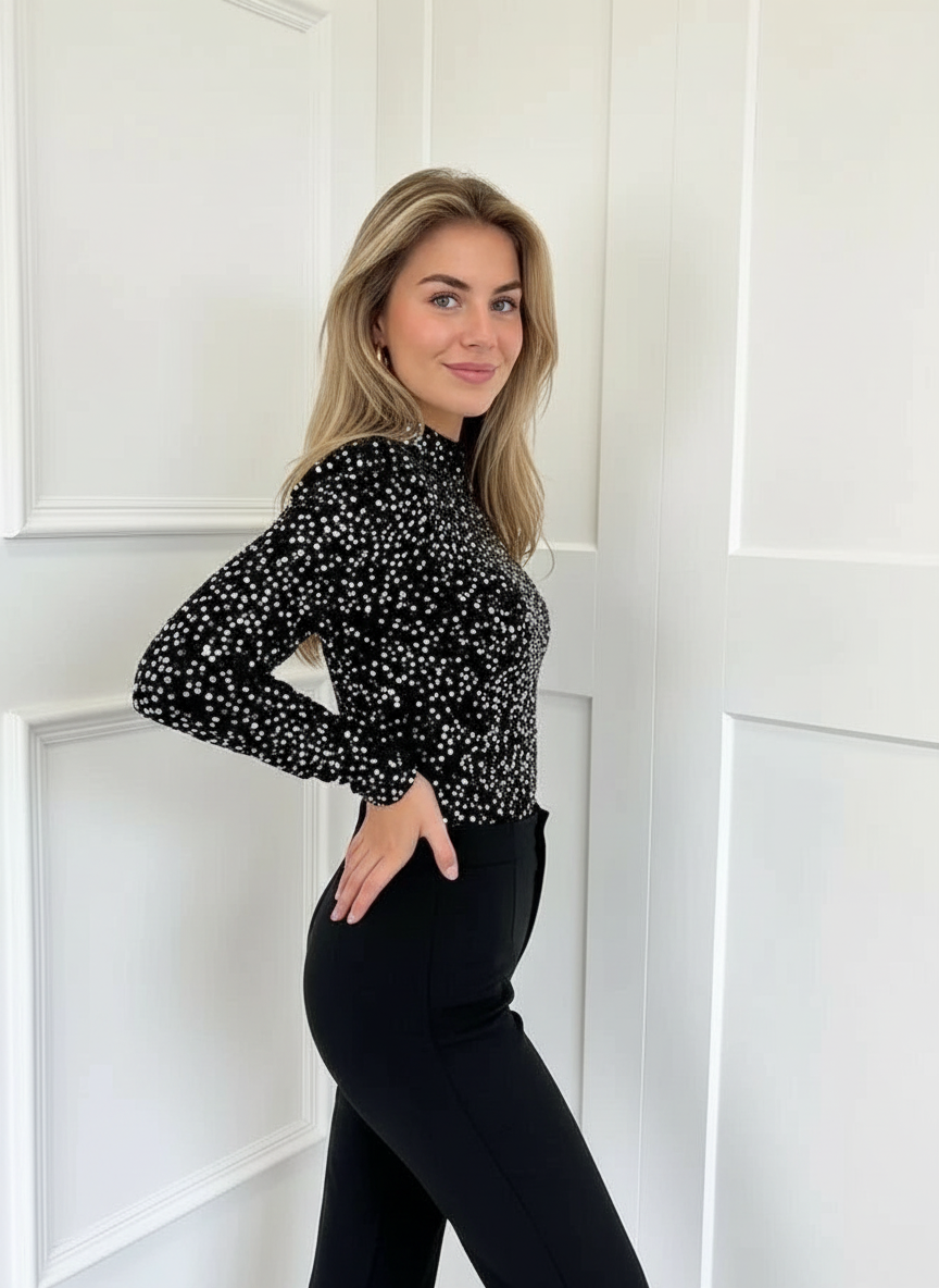 Citlaly - Dames Top met Volledige Pailletten