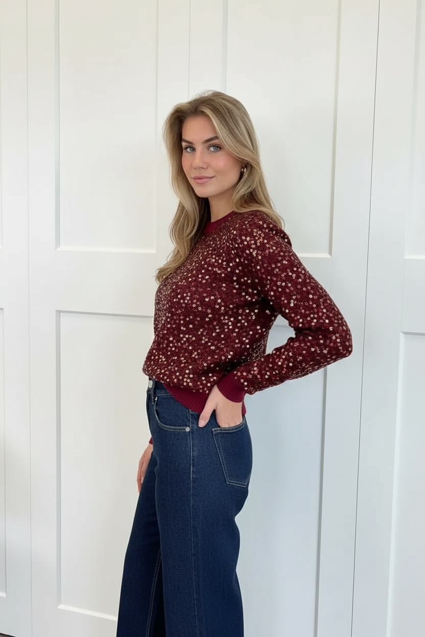 Citlaly - Dames Top met Volledige Pailletten