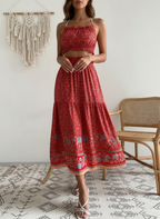 Johnna - Dames Maxi Rok met Gelaagd Ontwerp en Kwastjes Trekkoord Taille